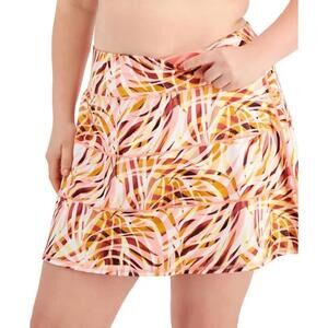 Ideology Women's Size 1X Printed Tiered Skort Swirl Peachberry Tennis NWT